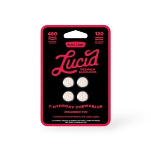 lucid black label 7 hydroxy chewable tablets strawberry fizz 120mg per tablet