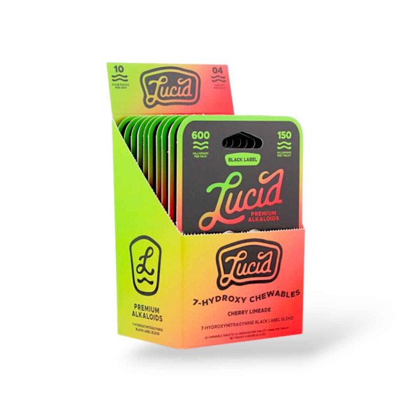 Lucid Black Label 7 Hydroxymitragynine Cherry Limeade Chewable Tablet 150mg 4ct Box 41304
